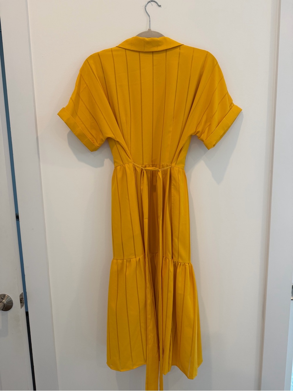 Tahari ASL Mustard Yellow Button-Front Dress - Picture 2 of 3